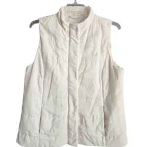 J. Jill Women's Barley Quilted Velour Full Zip Snap Button Puffer Vest Large,