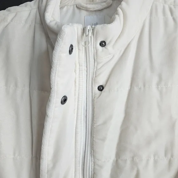 J. Jill Women's Barley Quilted Velour Full Zip Snap Button Puffer Vest Large,