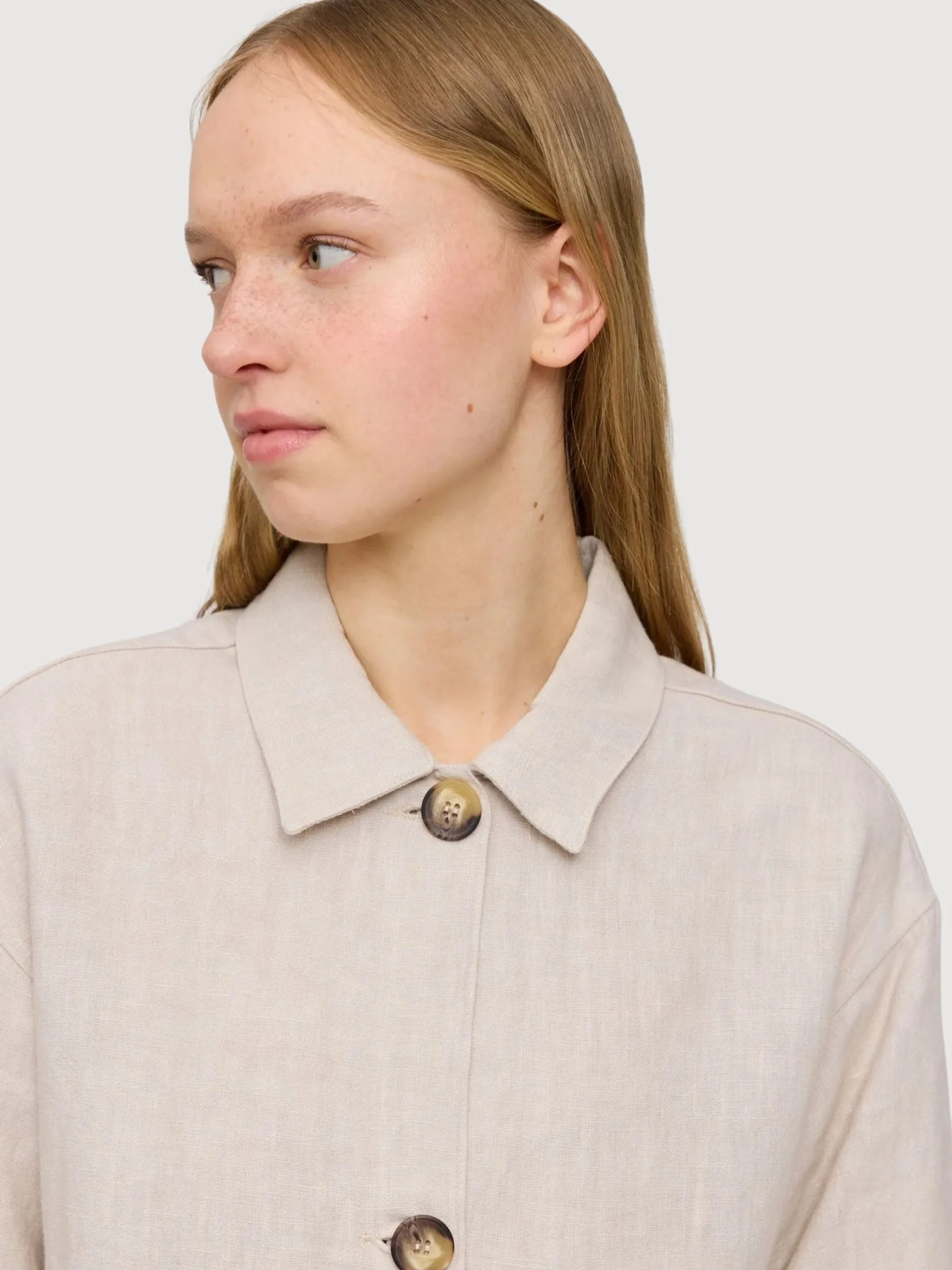Jacket Short Linen Brown Woman | Mazine