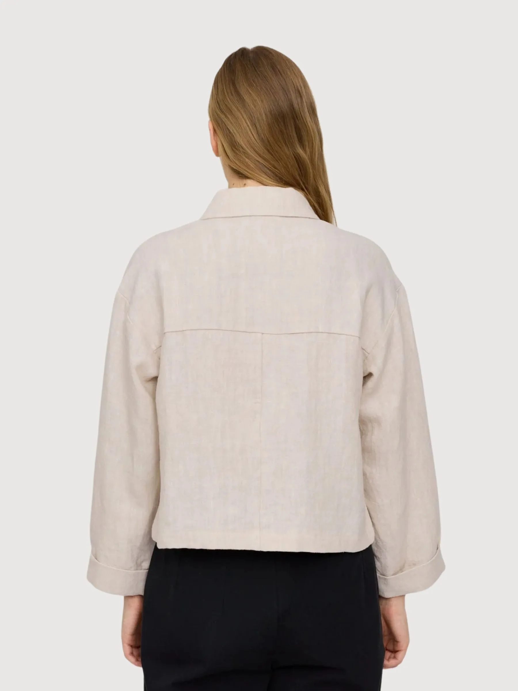 Jacket Short Linen Brown Woman | Mazine
