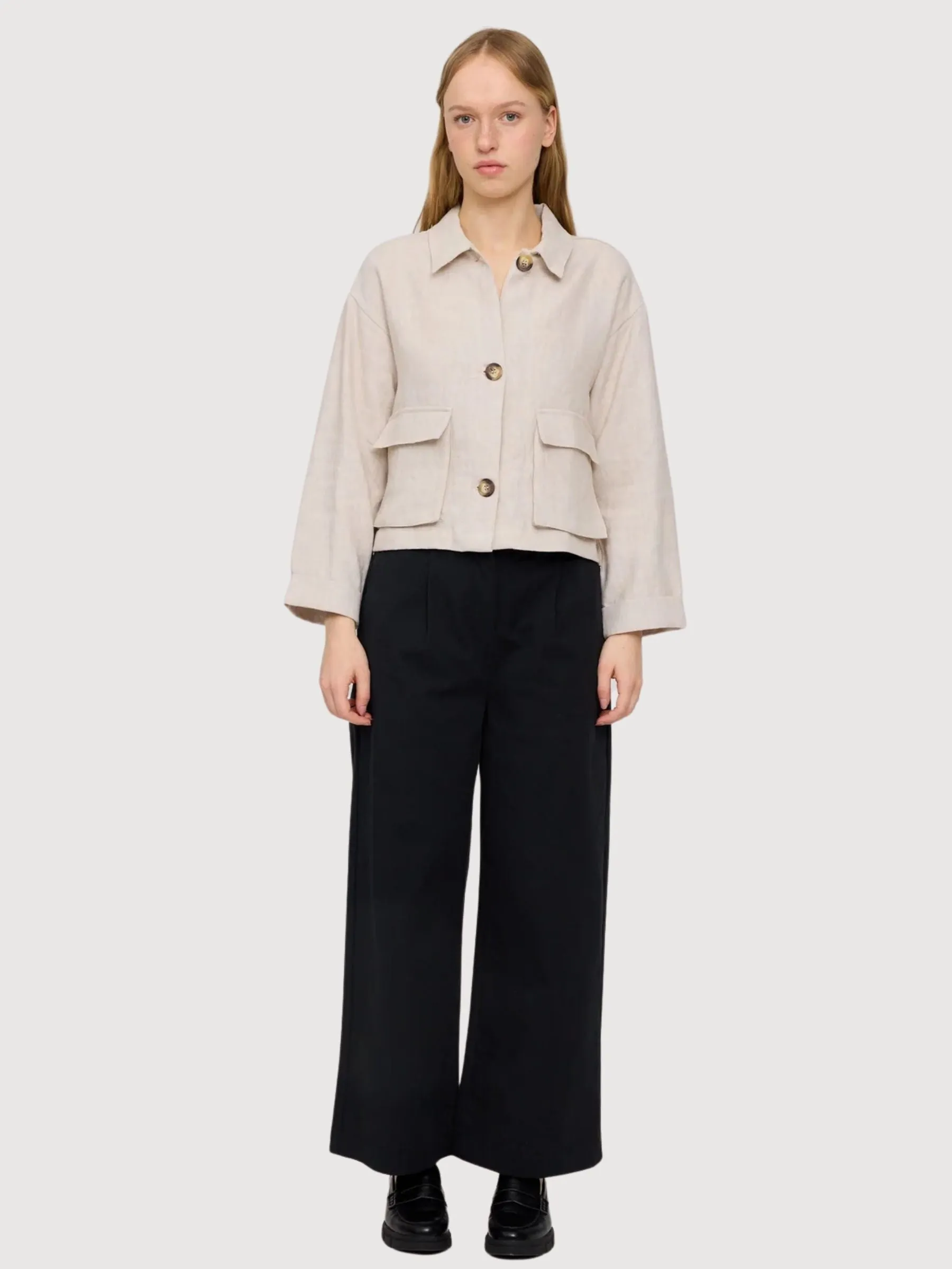 Jacket Short Linen Brown Woman | Mazine