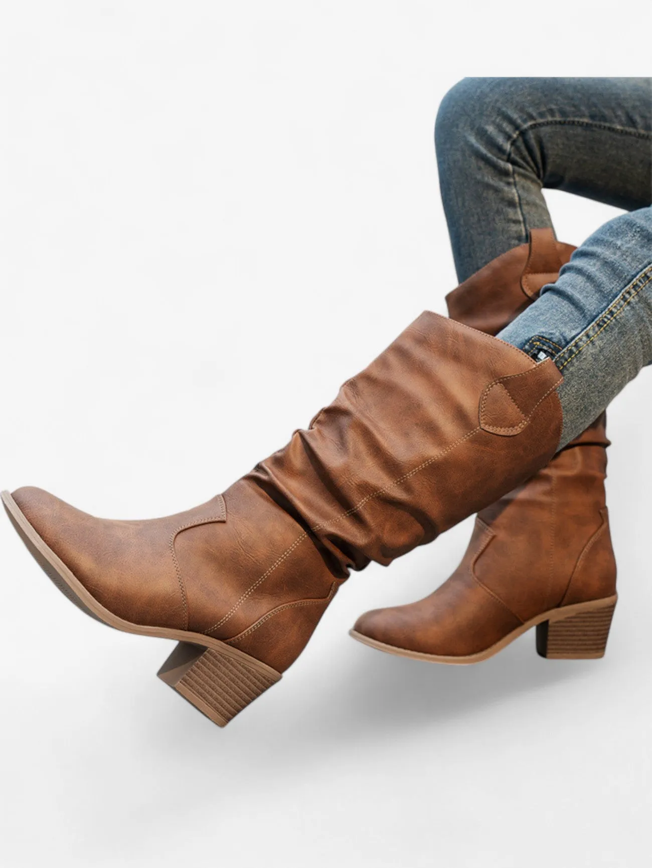 Jada | Women's Pull On Low Heel Cowboy Boots