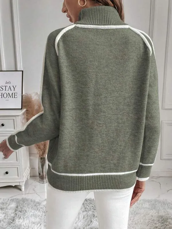 Kara™ - Contrast Trim Turtleneck