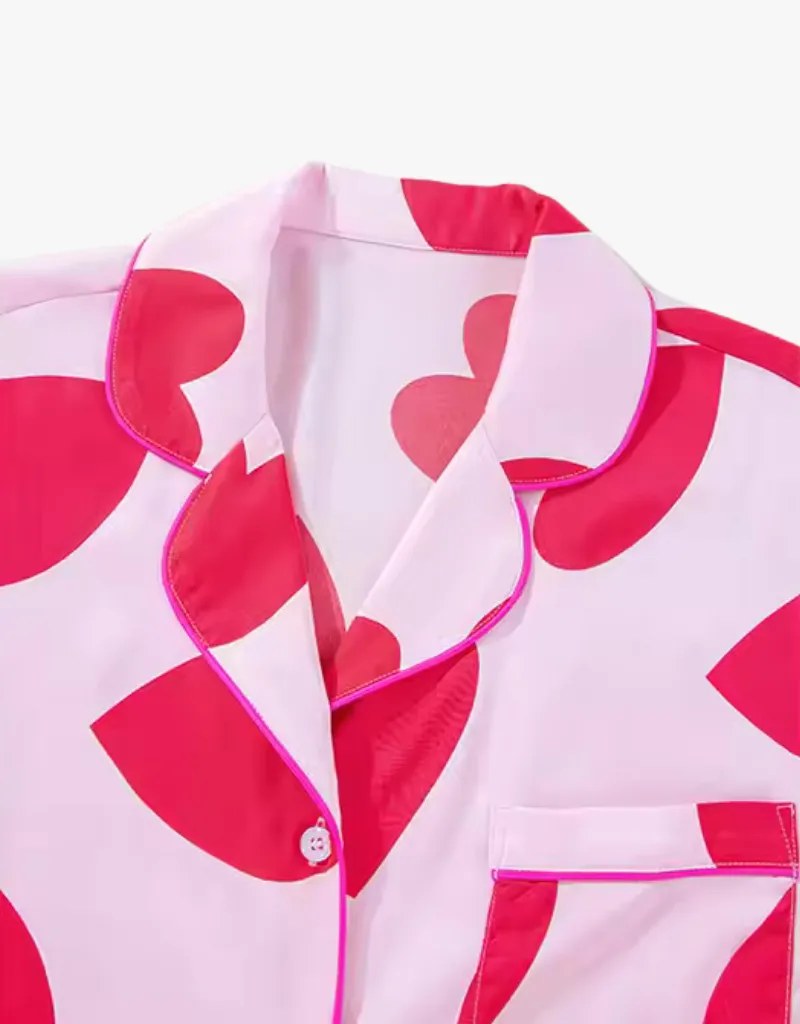 KJC PJ Set in Pink with Red Hearts