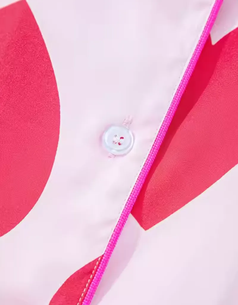KJC PJ Set in Pink with Red Hearts