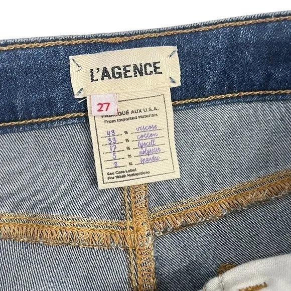 L'AGENCE Margot Skinny Jeans High Rise Neptune Gold Tuxedo Stripe size 27