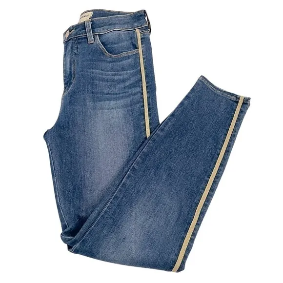 L'AGENCE Margot Skinny Jeans High Rise Neptune Gold Tuxedo Stripe size 27