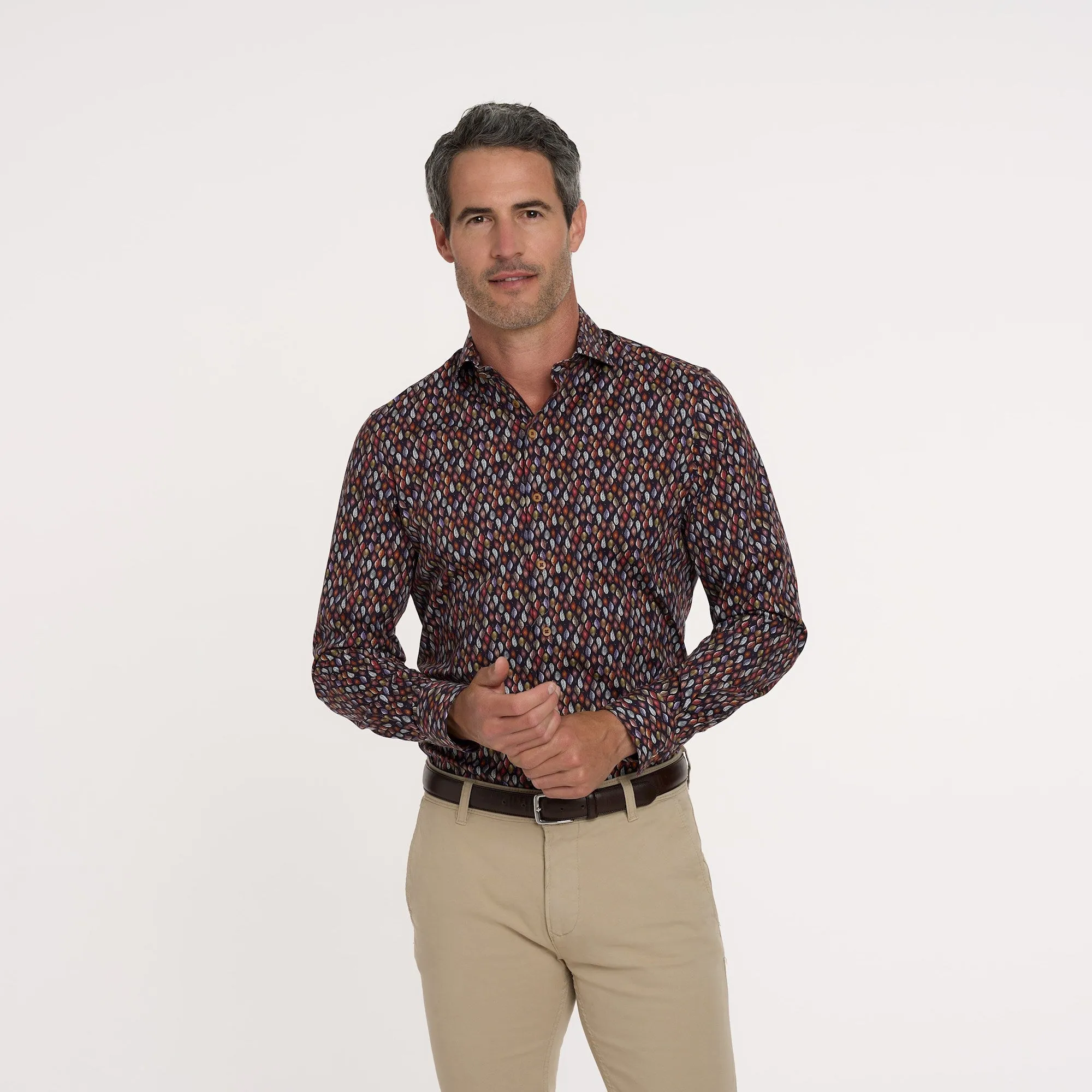 Leaf print Tencel shirt