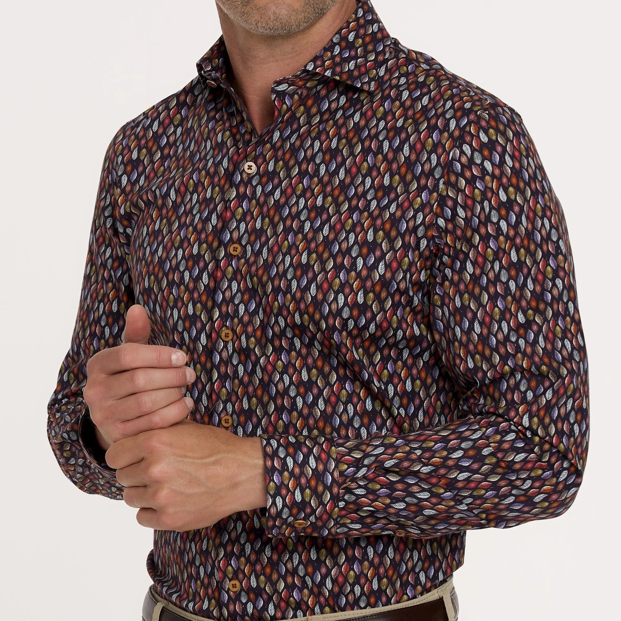 Leaf print Tencel shirt