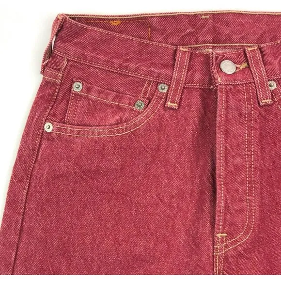 Levis 501 For Women 24x32 Red Jeans Vintage Button Fly Straight Leg Made In USA
