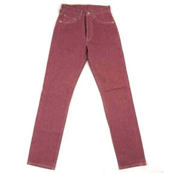 Levis 501 For Women 24x32 Red Jeans Vintage Button Fly Straight Leg Made In USA