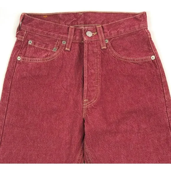 Levis 501 For Women 24x32 Red Jeans Vintage Button Fly Straight Leg Made In USA