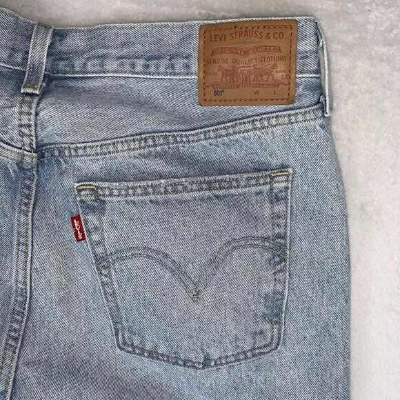 Levis 501 Straight Jeans Womens 30x30 Bling Studded Button Fly Big E Premium Y2K