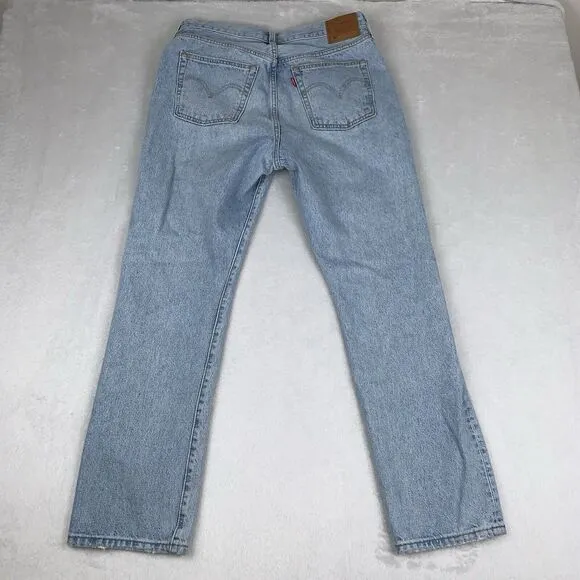 Levis 501 Straight Jeans Womens 30x30 Bling Studded Button Fly Big E Premium Y2K