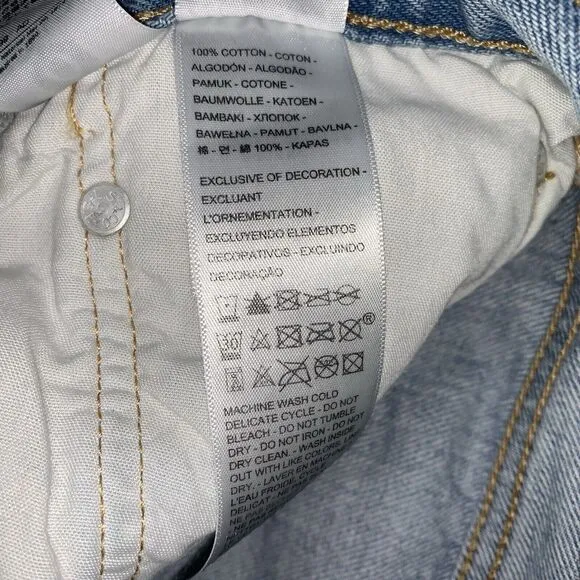 Levis 501 Straight Jeans Womens 30x30 Bling Studded Button Fly Big E Premium Y2K