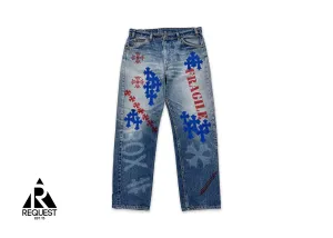 Levi's Medium Blue Stencil Denim "Blue Crosses"