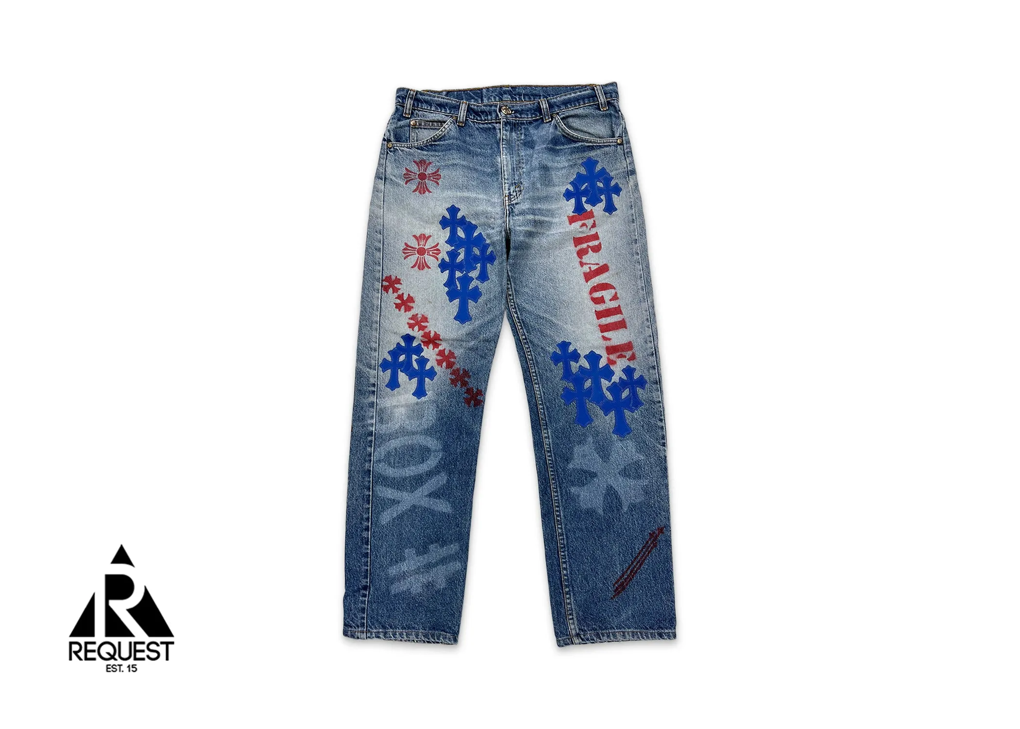 Levi's Medium Blue Stencil Denim "Blue Crosses"