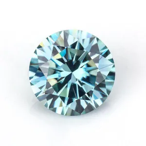 Light Blue Loose Moissanite Stone | Brilliant Excellent Round Cut VVS1 Loose Gemstone with Certificate |  Cyan Moissanite | loose gemstone