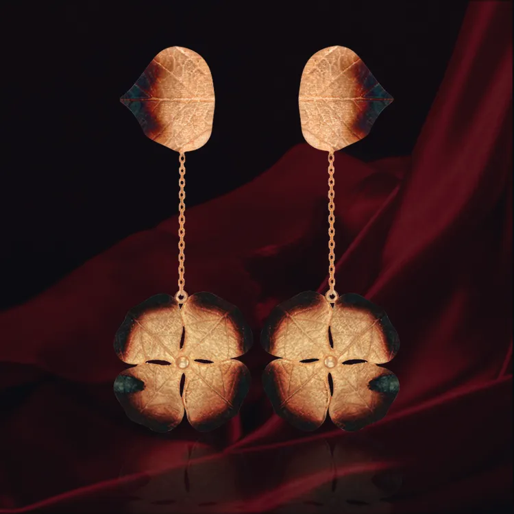 Lily Pad with Ember Detail Earrings