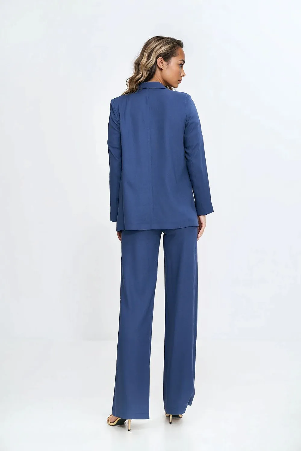 Linen-Textured Loose-Fit Blazer