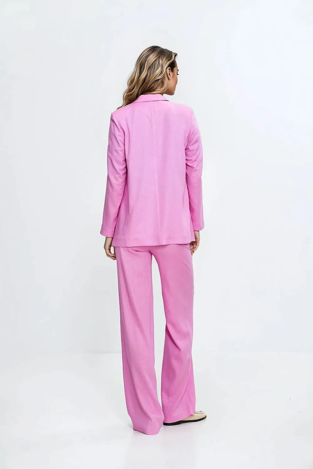 Linen-Textured Loose-Fit Blazer