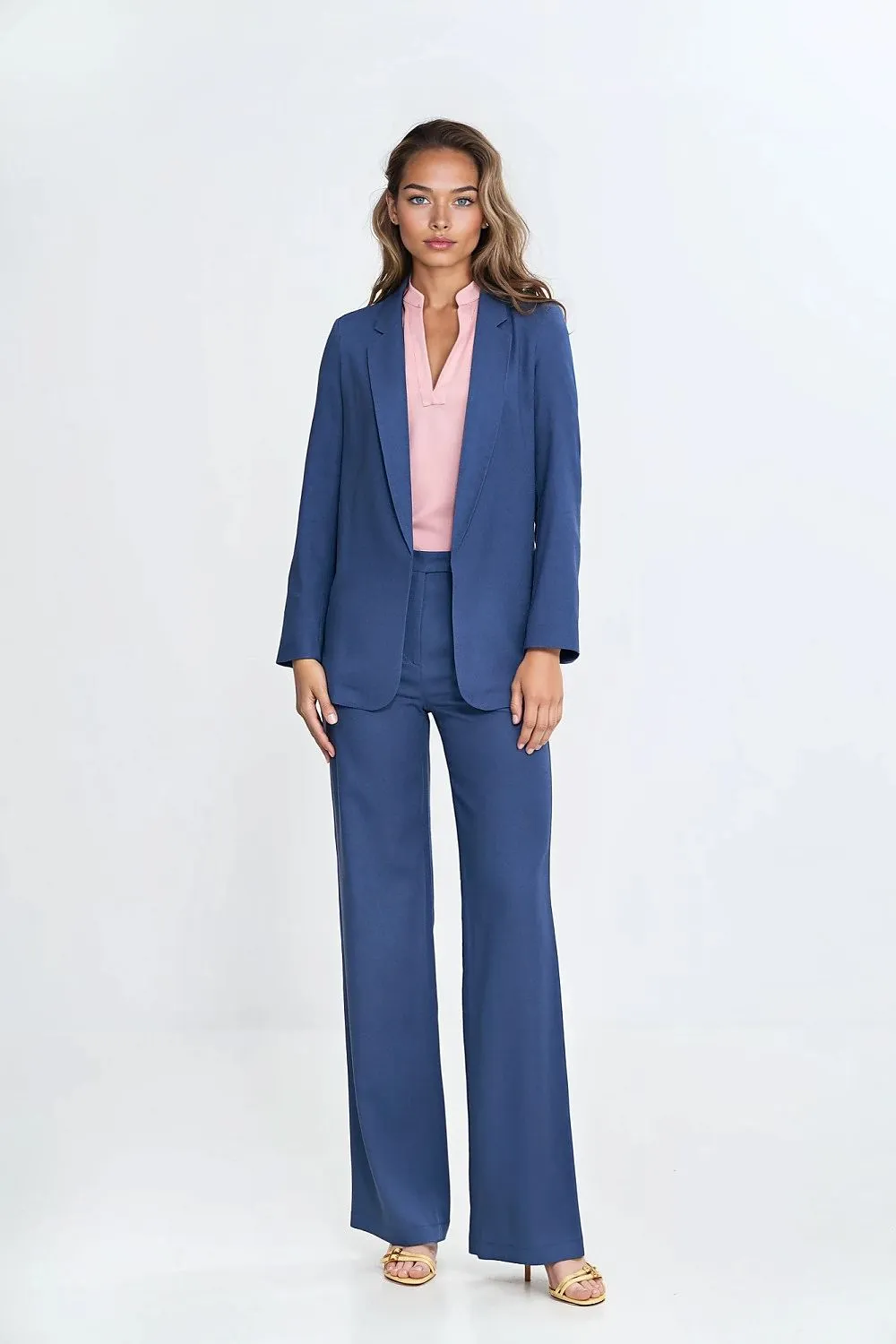 Linen-Textured Loose-Fit Blazer