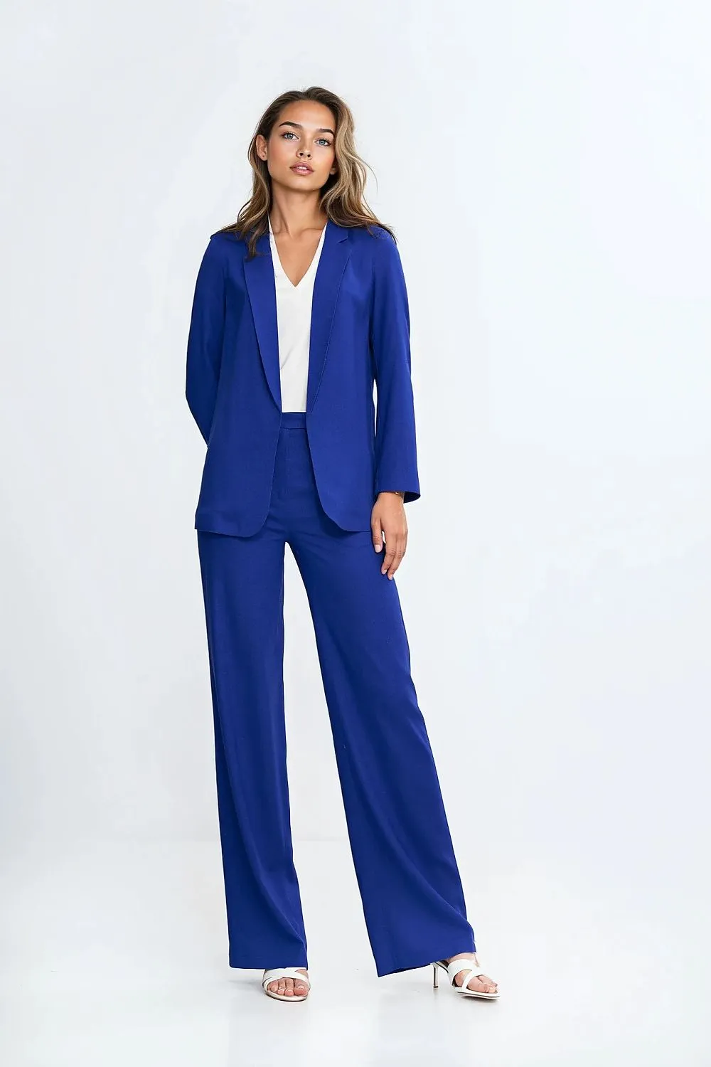 Linen-Textured Loose-Fit Blazer