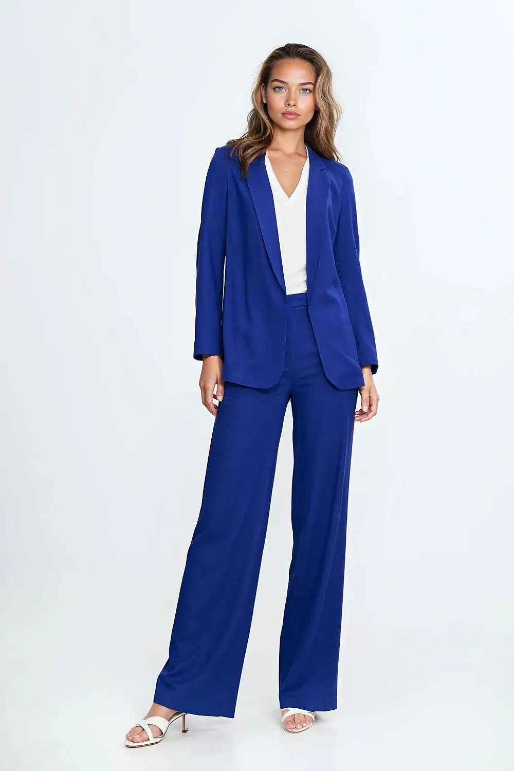 Linen-Textured Loose-Fit Blazer