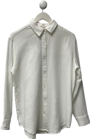 little moon White Relaxed organic cotton button-up shirt UK S