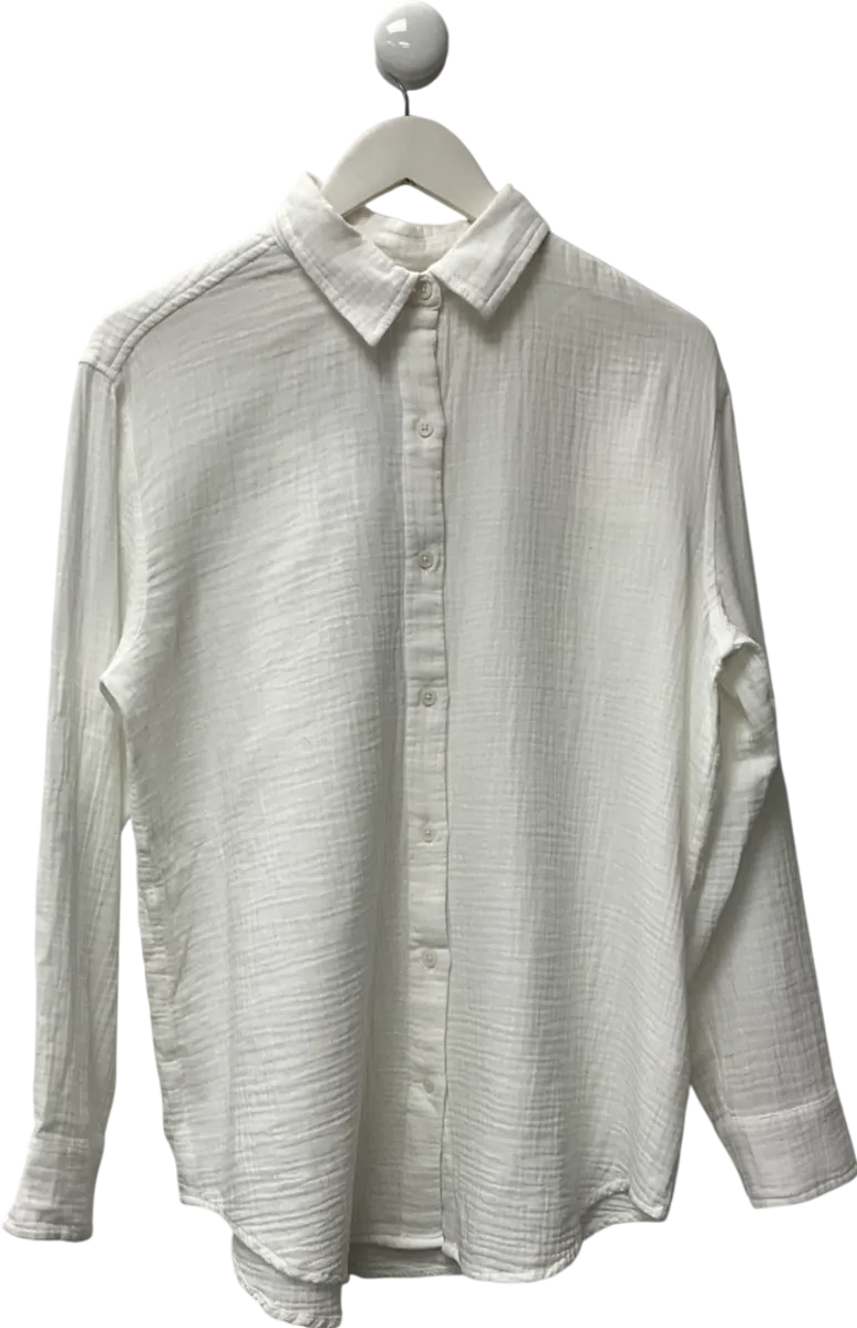 little moon White Relaxed organic cotton button-up shirt UK S