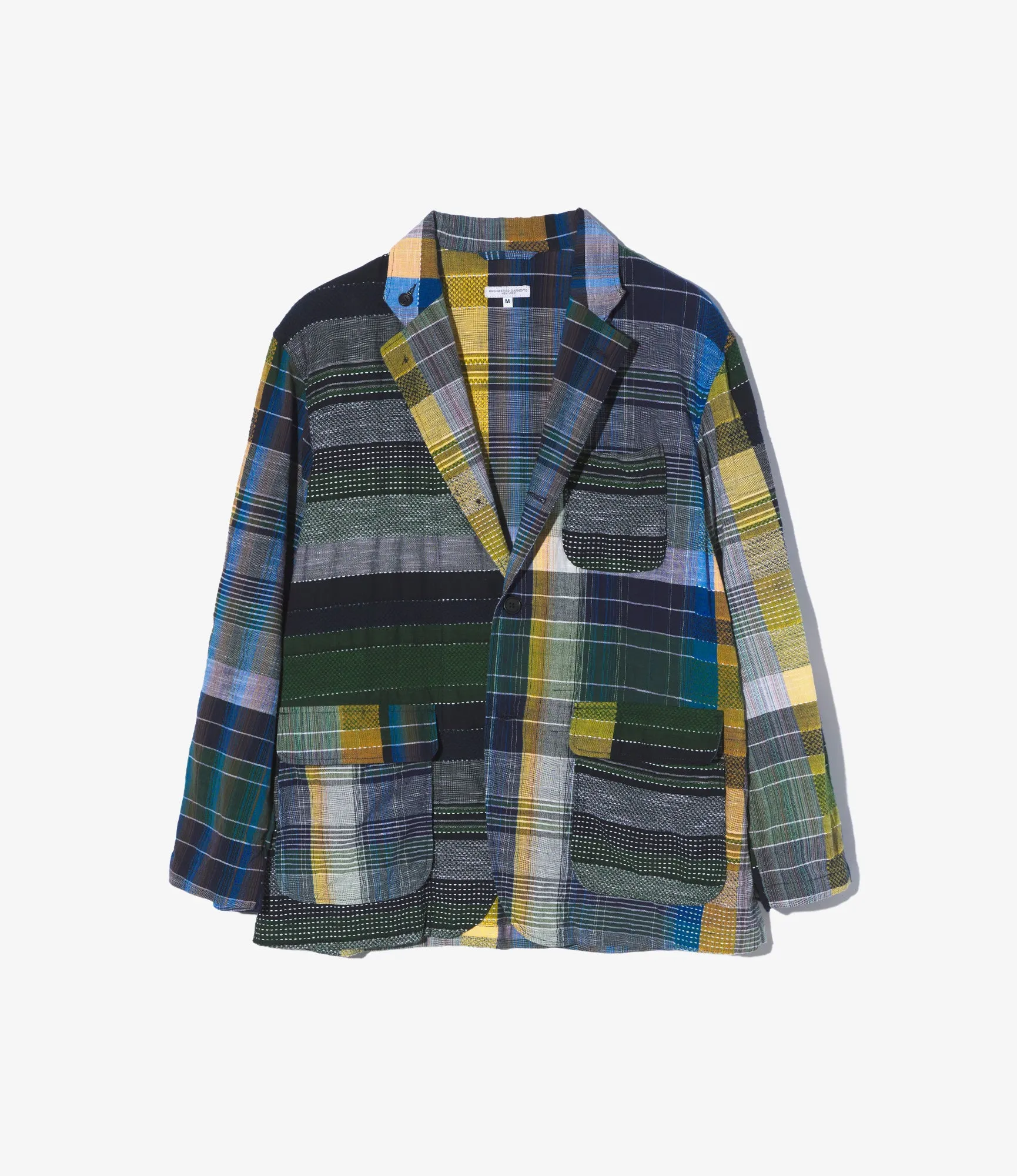 Loiter Jacket – Navy/Yellow/Green Madras Jacquard Dobby