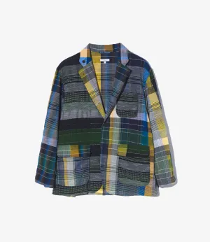 Loiter Jacket – Navy/Yellow/Green Madras Jacquard Dobby