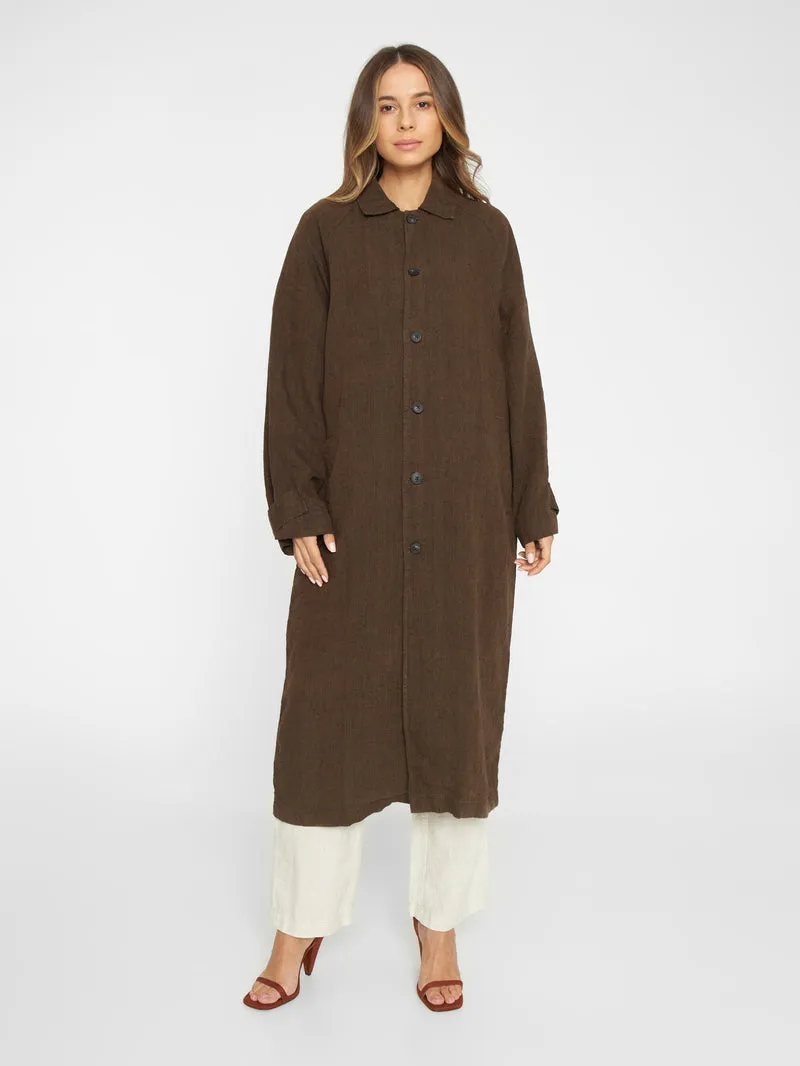 Loose linen car coat in cub