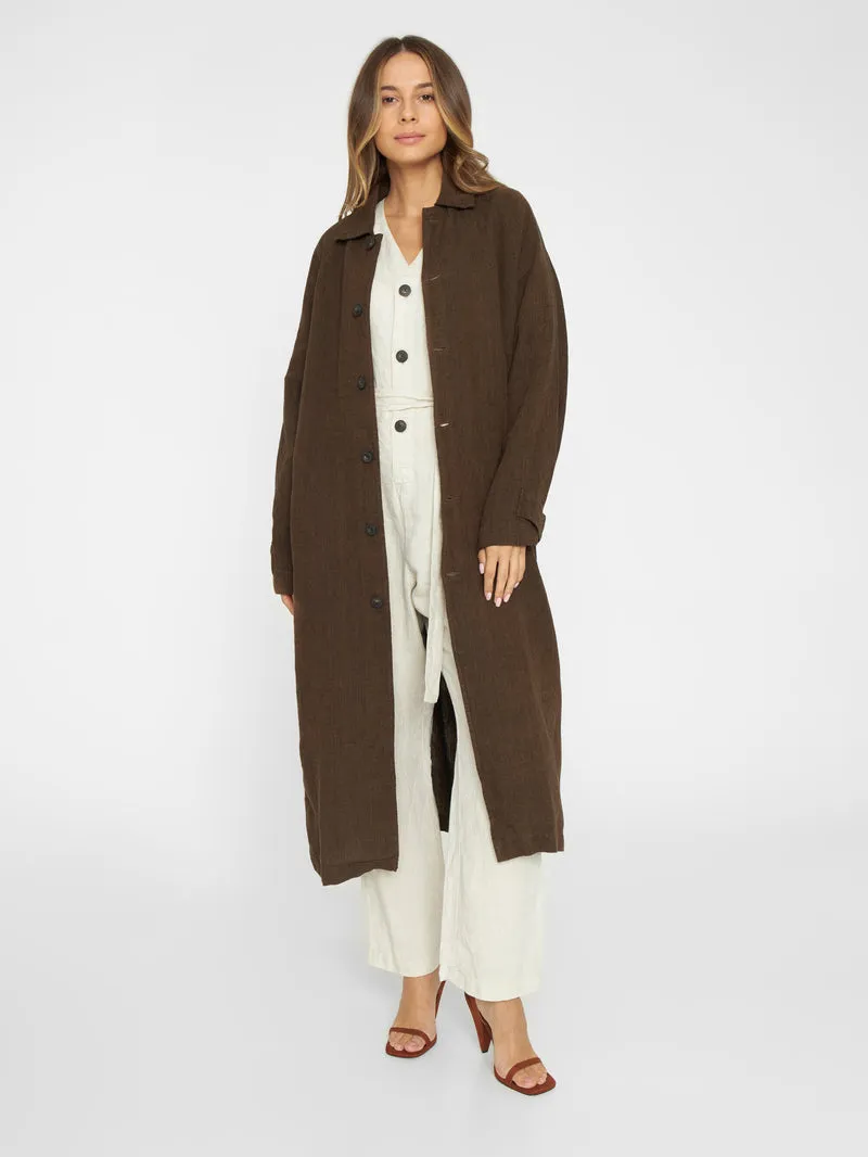Loose linen car coat in cub