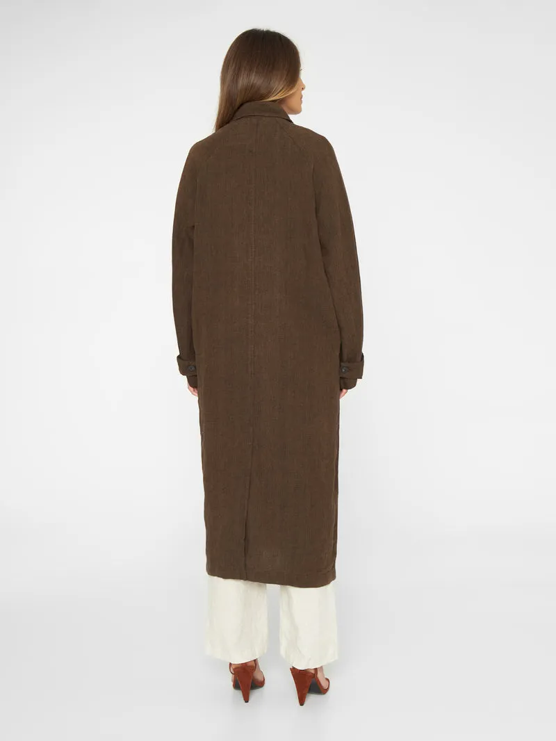 Loose linen car coat in cub