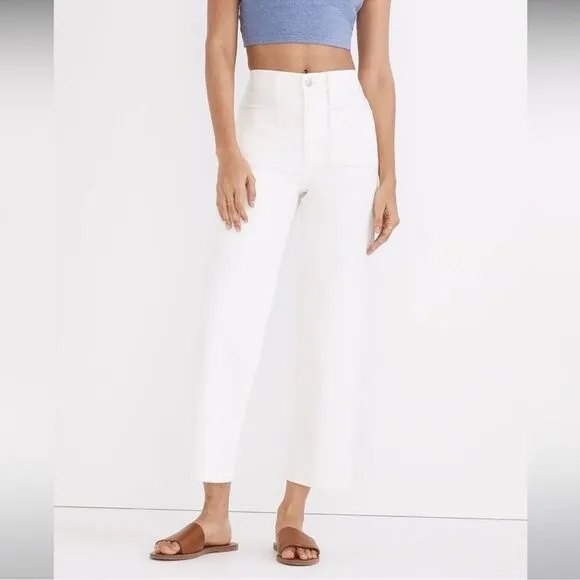 Madewell NWT Perfect Vintage Wide Leg Crop Jean Size 31 White Patch Pocket Editi