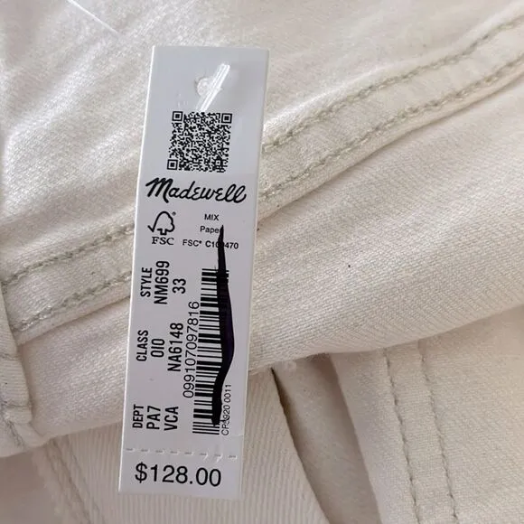 Madewell NWT Perfect Vintage Wide Leg Jean Size 33 Patch Pocket