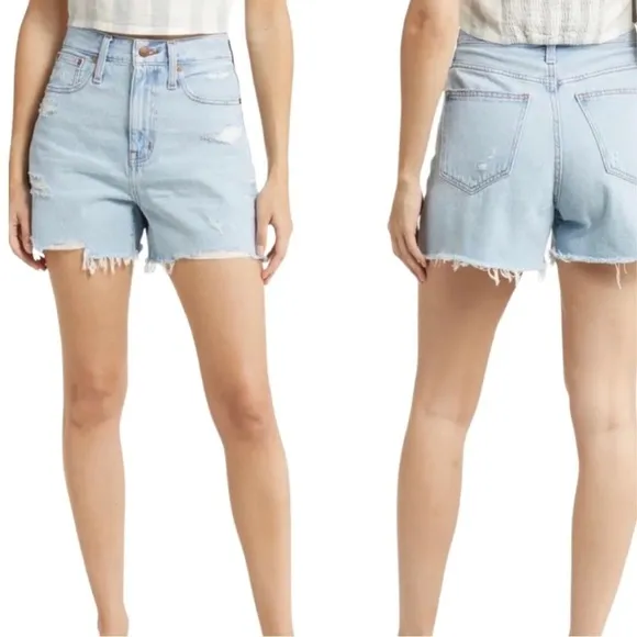 MADEWELL The Curvy Mom High Waist Light Wash Jean Shorts Sz 27