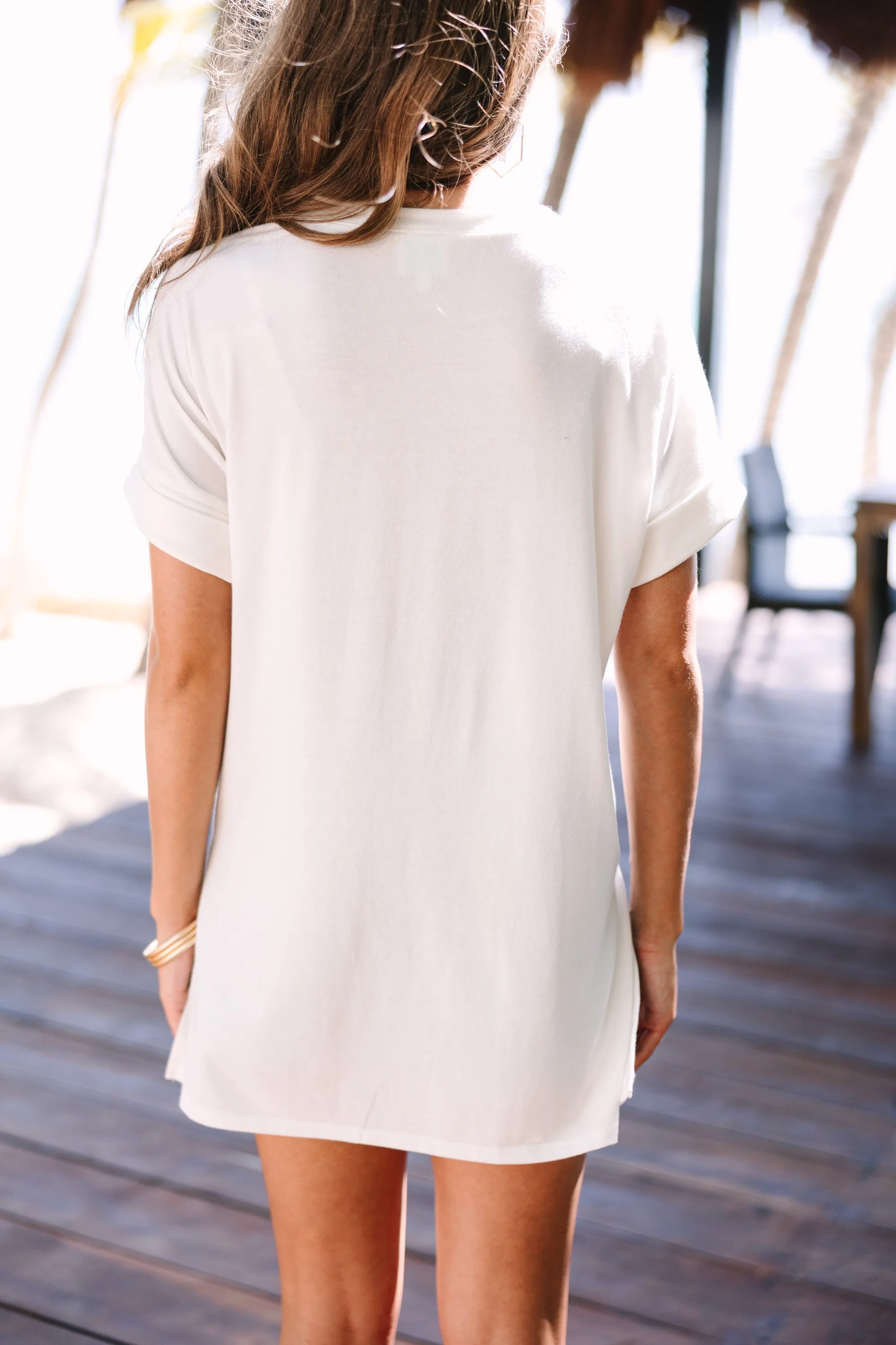 Make Your Life Easy Ivory White V-neck Top