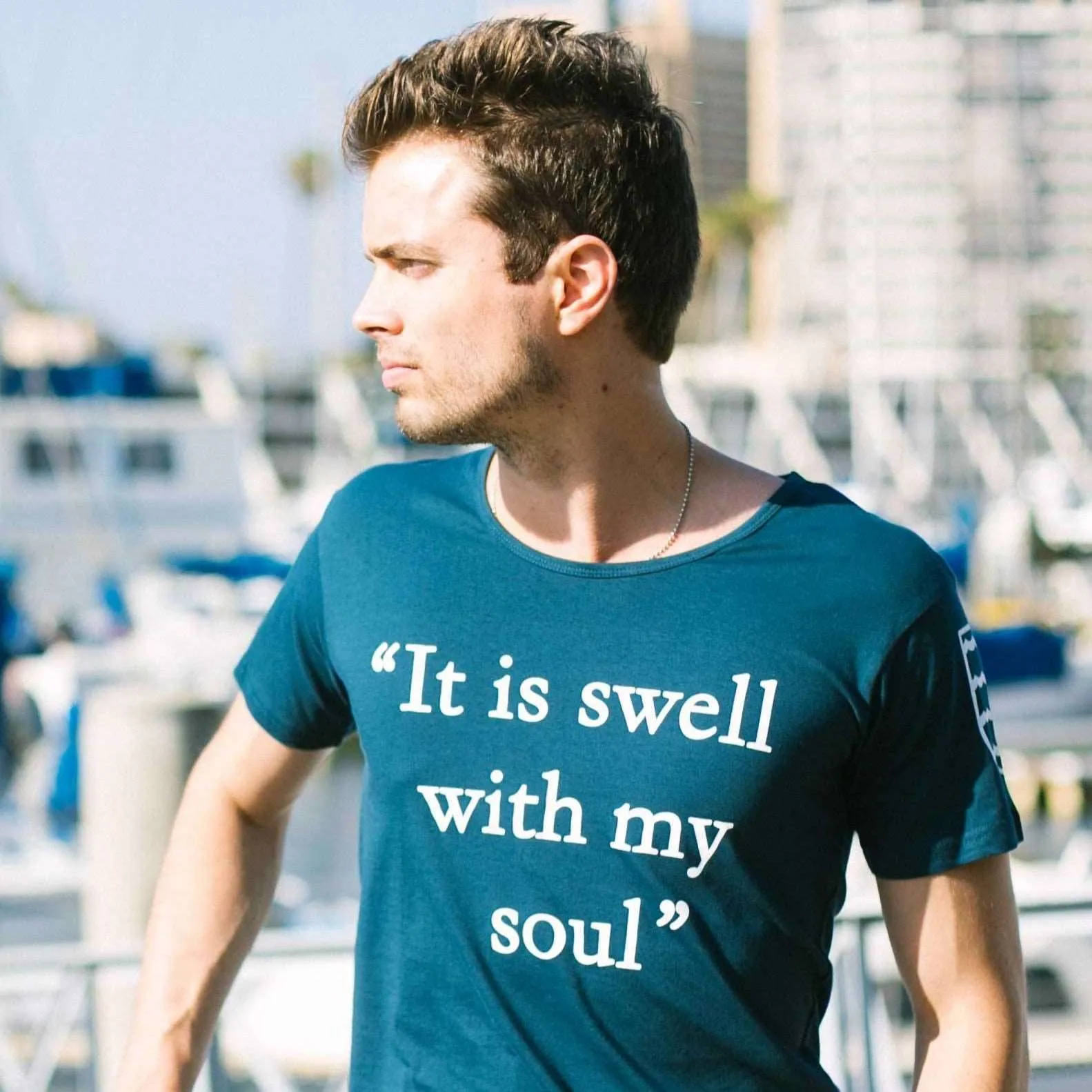 Men's - It is Swell with my Soul Blue Crew Neck T-Shirt