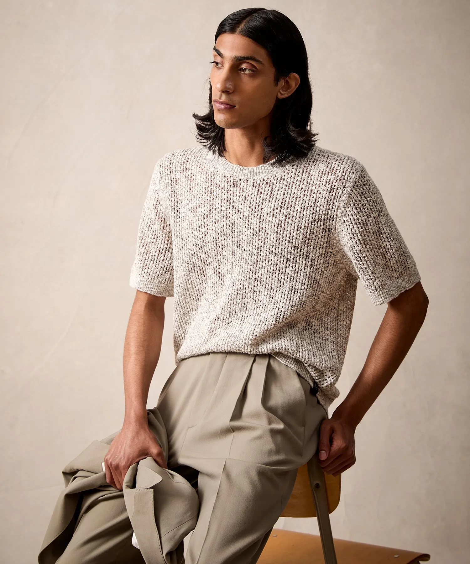 Mesh Slub Tee in Graystone