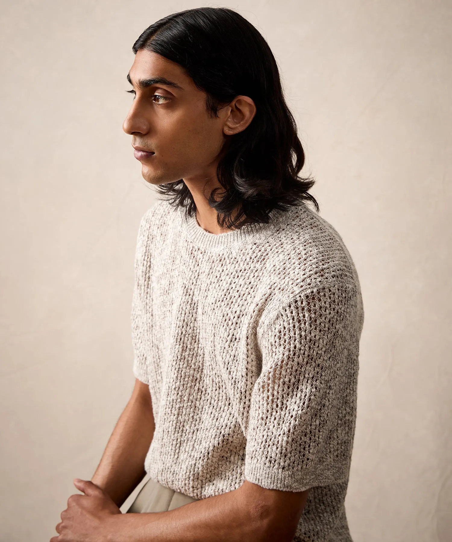 Mesh Slub Tee in Graystone