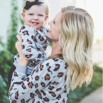 Mommy And Me Leopard Print Matching Sweatshirts