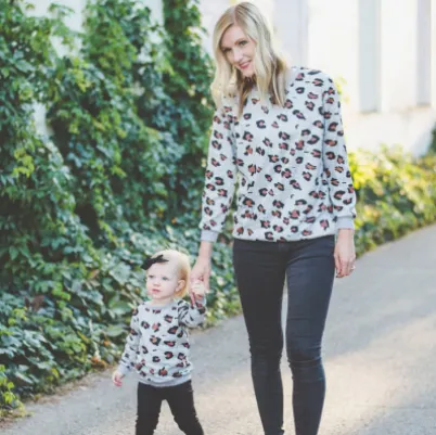 Mommy And Me Leopard Print Matching Sweatshirts