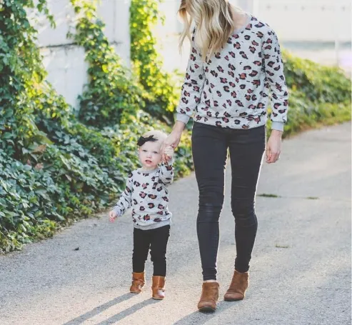 Mommy And Me Leopard Print Matching Sweatshirts
