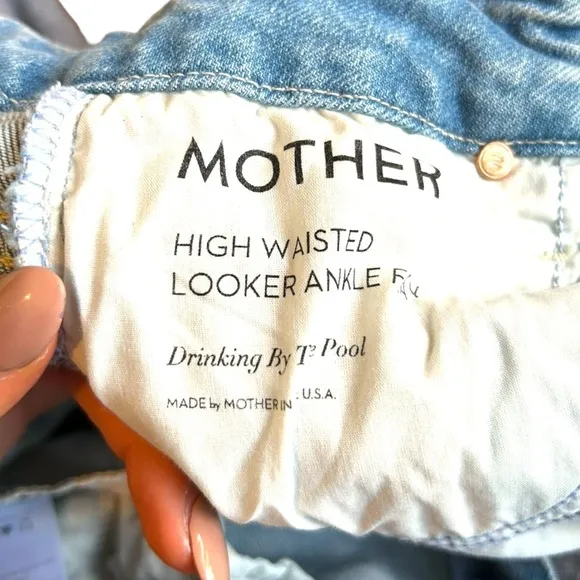 Mother High Waisted looker Ankle Fray Drinking By The Pool Palm Tree Jean Sz 23