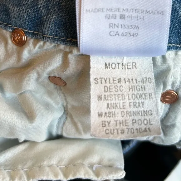 Mother High Waisted looker Ankle Fray Drinking By The Pool Palm Tree Jean Sz 23