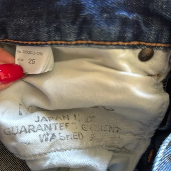 Moussy Vintage Glendale Mid Rise Distressed Tapered Cropped Blue Jeans