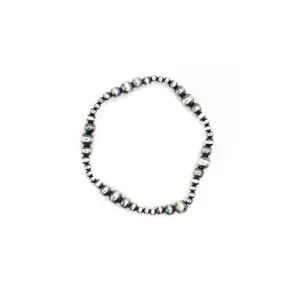 Multi Size Navajo Pearl Stretch Bracelet - Silver