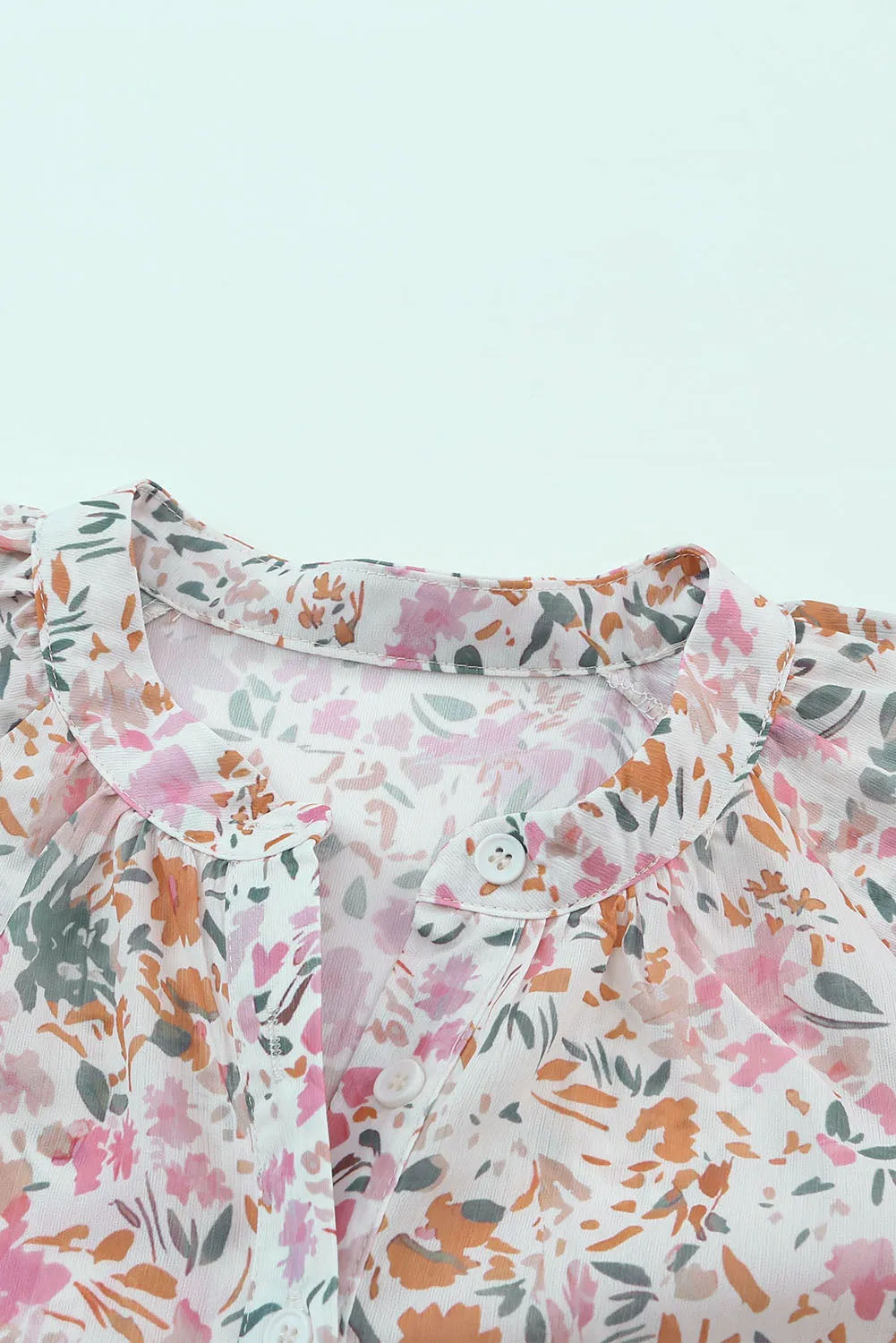 Multicolor Floral Mandarin Collar Top